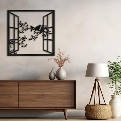 Silhouette d'oiseau sur une branche, décoration murale abstraite, décoration murale