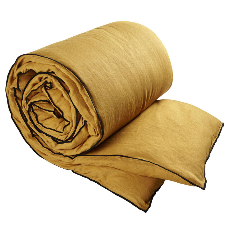 Dziedzic 100% Linen Solid Colour Duvet Cover, Ochre