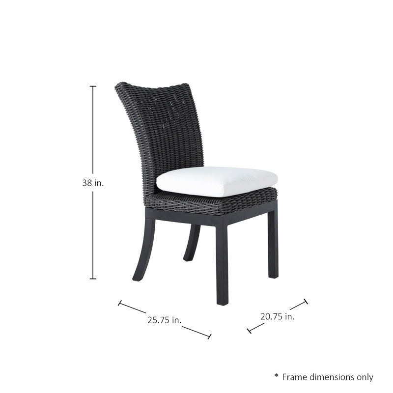 Montecito Woven N-Dura Resin Wicker Outdoor Dining Side Chair - Onyx, Cabana Stripe Midnight, Welt + Standard Fill, Onyx