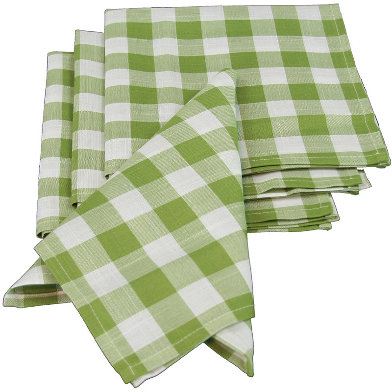 Aafreen Polyester Checkered Square Napkin, Green