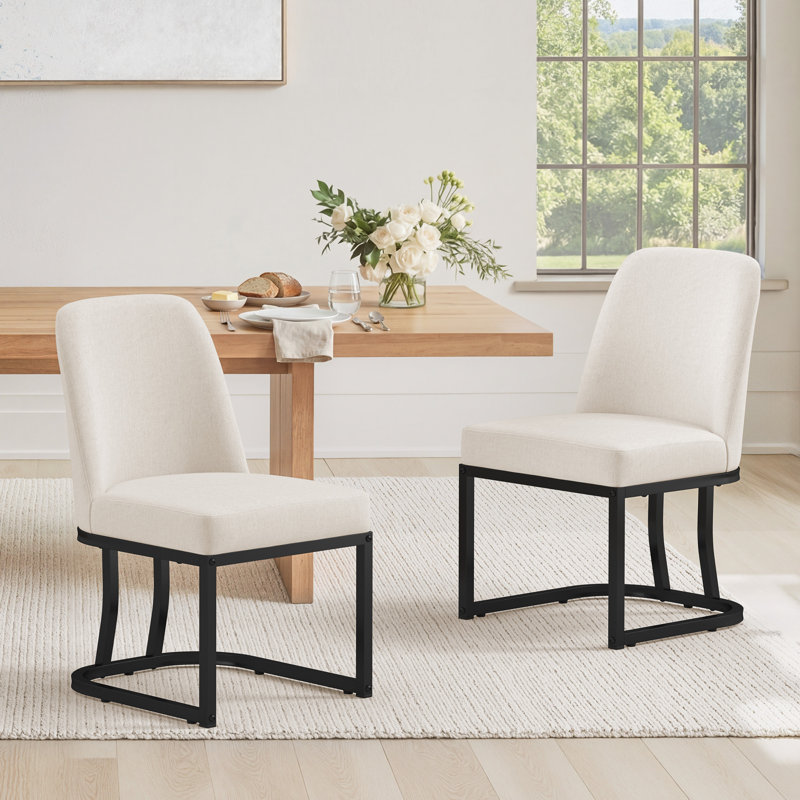 Chaises de salle à manger rembourrées H 19 po Jovone, Beige, Noir mat