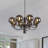 Stunning 8-Light Mid-Century Modern Sputnik Chandelier Smoke Gray Glass Globe Ceiling Light