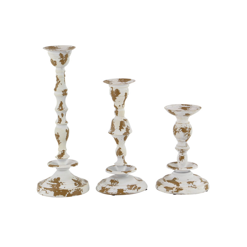 16.0'' H Metal Tabletop Candlestick, White