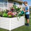 Rectangular Elevated Galvanized Steel Raised Garden Bed, Self-Watering Metal Planter Box with Drainage System, Ergonomic Elevated Planter for Vegetables, Flowers-1721184074-1721184076-1721184119