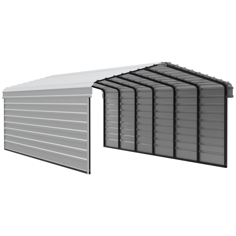 Eggshell Steel Carport Kit with Black Frame, 12' x 29'