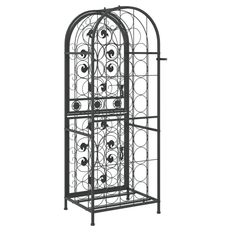 Gulfcrest Wine Rack Black Wrought Iron, 120cm H x 45cm W x 36cm D