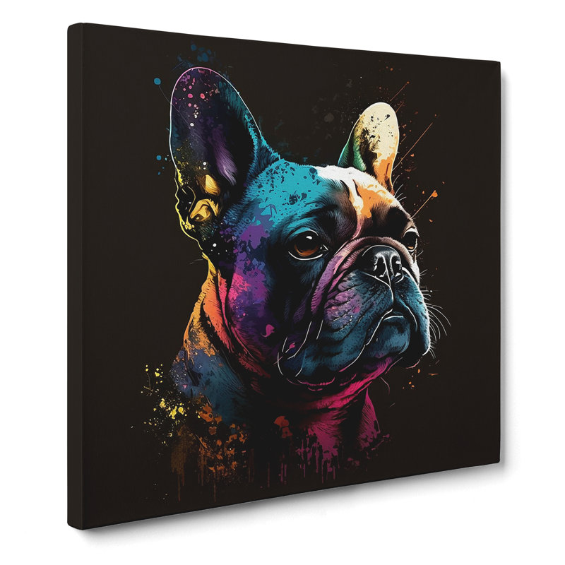 French Bulldog Graphic Art - Wrapped Canvas, 50cm H x 50cm W x 3cm D