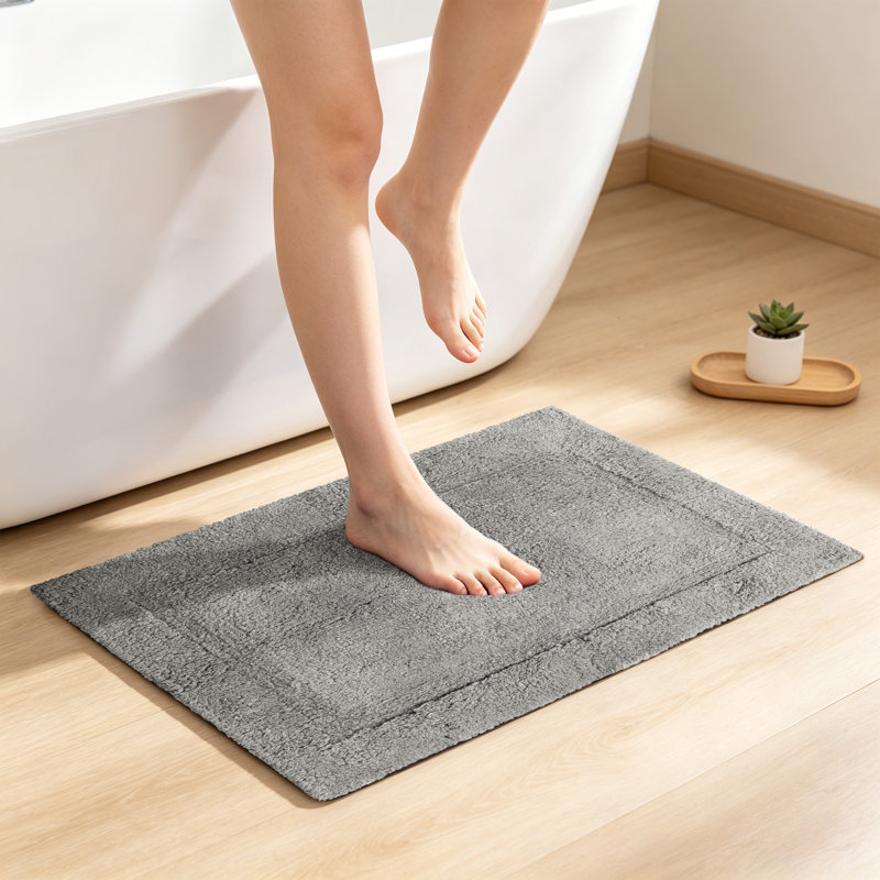 Tapis de bain antidérapant 100% coton, Simple - L 32 po x l 32 po, Charcoal Grey