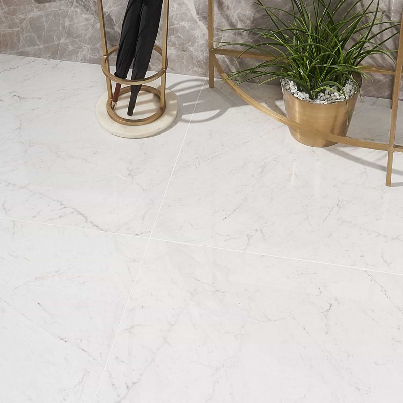Dreamstone 24X24 Polished Porcelain Tile, Carrara Giola Polished