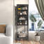 Armoire de rangement vitrée en métal avec porte vitrée - armoire de rangement cubique à 5 niveaux avec 3 tablettes réglables pour la cuisine