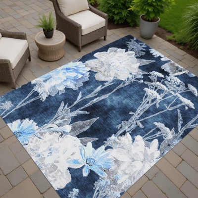 Machine Washable Indoor/Outdoor Chantille ACN2796 Floral Rug