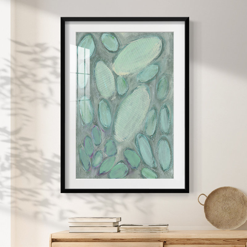 Blue Orbs II -Framed Print, 28.5" H x 20.5" W, Black