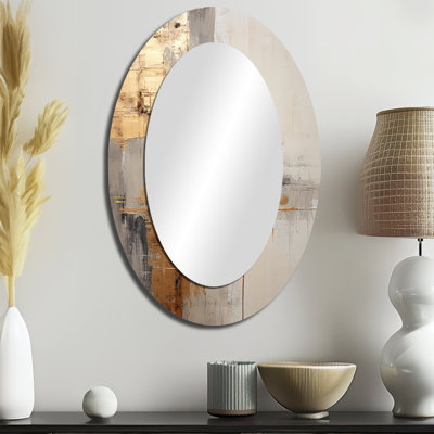 Miroir mural ovale doré et beige Soft Fusion I