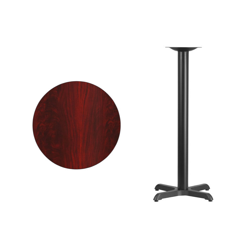 Plateau de table rond en stratifié Carrus, H 43,13 po x l 24 po x P 24 po, Acajou