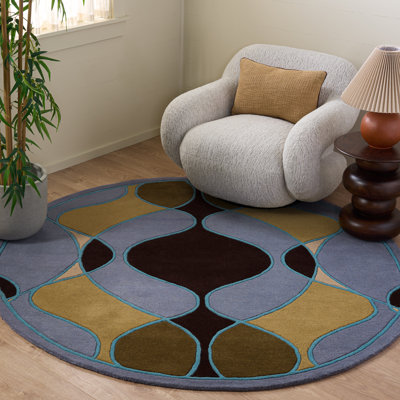 Tapis bleu / multicolore touffeté à la main Carolette