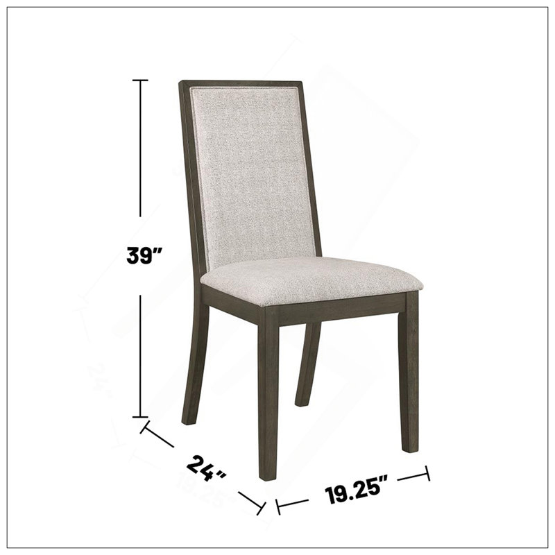 Ensemble de 2 chaises de salle à manger rembourrées en tissu beige avec une finition gris foncé, alliant confort et élégance pour une expérience culinaire luxueuse