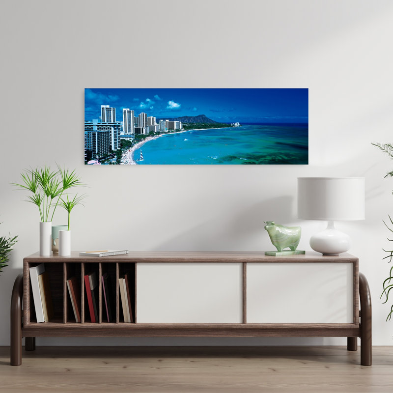 Waikiki Beach Honolulu Oahu HI USA by Collezione Panoramica - Wrapped Canvas Panoramic Print, 30.48 cm H x 91.44 cm W