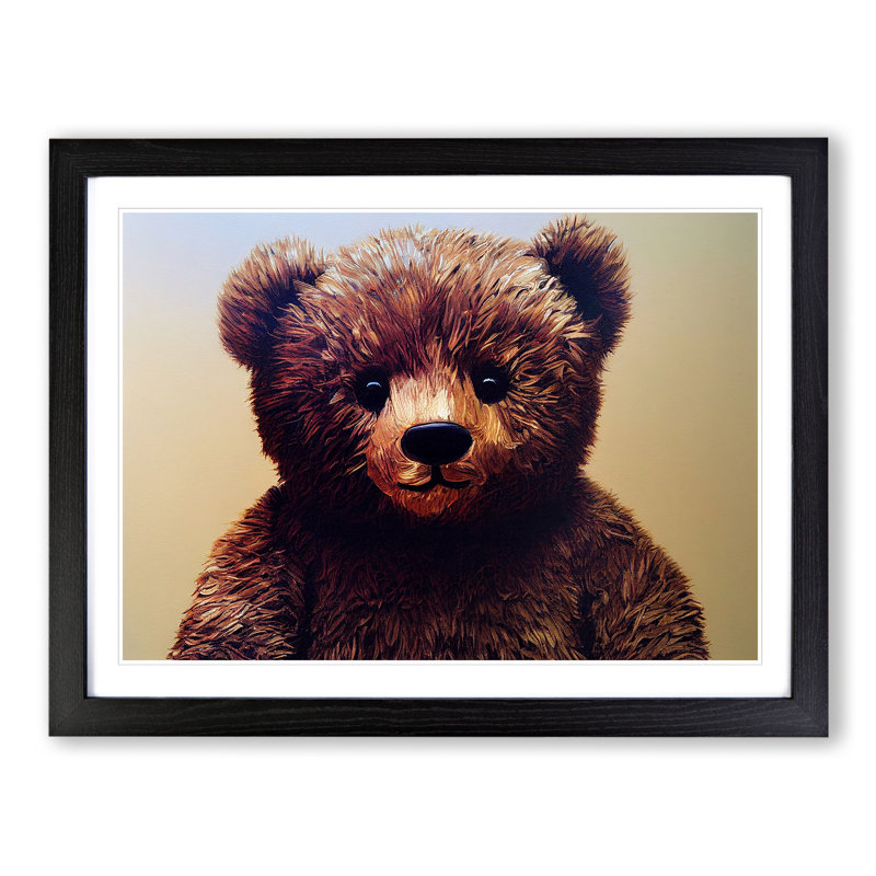 Enigmatic Teddy Bear - Single Picture Frame Print, Black Framed, 46cm H x 64cm W x 2cm D