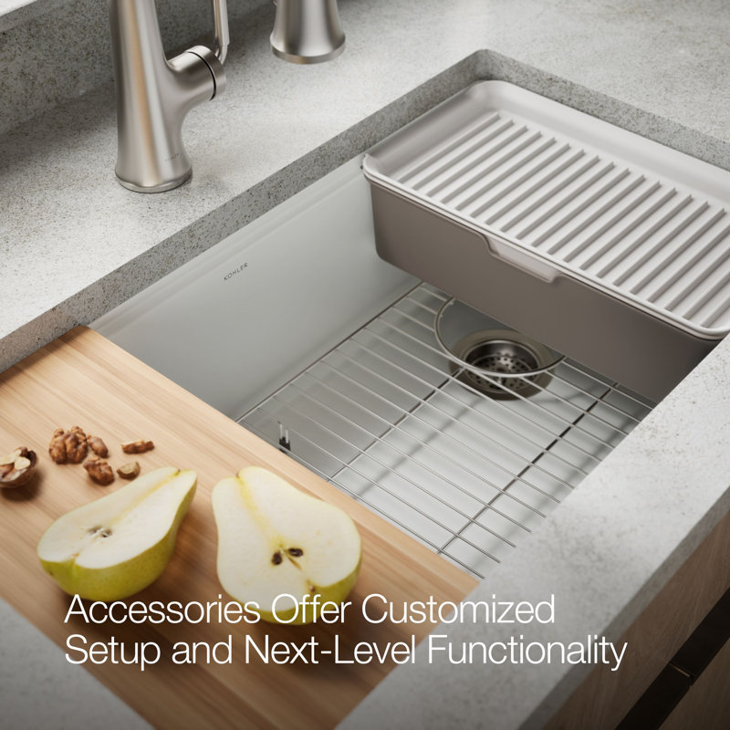 Billings 32-1/2 In. Undermount Single-Bowl Workstation Kitchen Sink, White