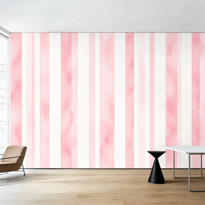Papier peint autocollant à rayures rose pâle et pastel clair H 100 po x l 144 po, papier mural amovible en PVC, pour décoration de chambre à coucher, bureau à domicile
