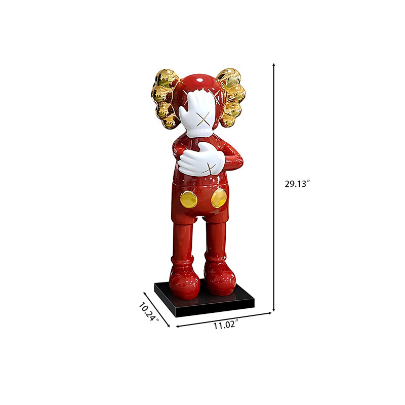 29,13 "Internet célébrité" Violent Bear "rouge grand affichage sculpture, H 29,13 po x l 11,02 po x P 10,24 po