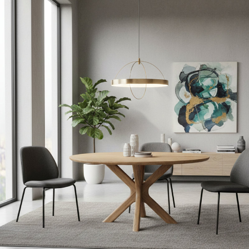 Tycho Round Solid Wood Dining Table, Natural