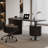 Black Rectangular Solid + Manufactured Wood with 2 drawers desk-109555053