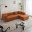 Canapés modulaires | Canapé capitonné modulaire en L 105,5 po avec méridienne en L pour salon | Brun noyer | Mousse, polyester