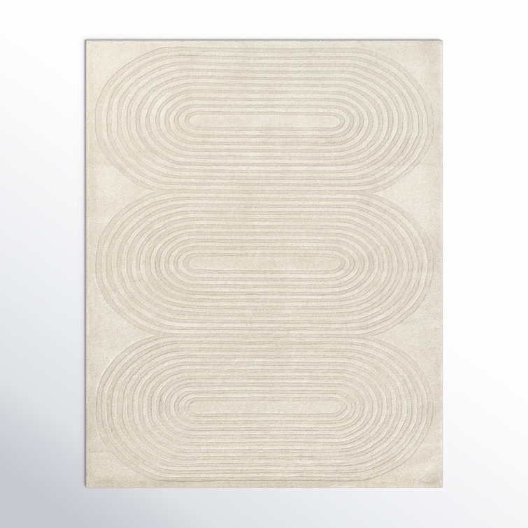 Tillie Geometric Handmade Tufted Wool Ivory Area Rug