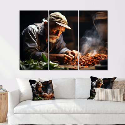 Cuba Cigar Craftsmanship Expression - Cuba Canvas Wall Art Set