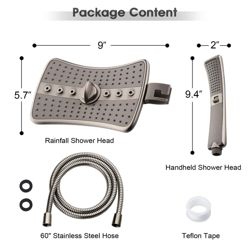 Rain Dual Shower Head 2.5 GPM GPM
