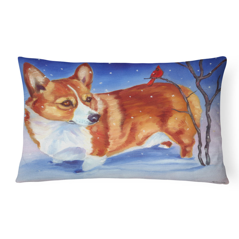  Coussin décoratif intérieur / extérieur en tissu Corgi Cardinal Buddy