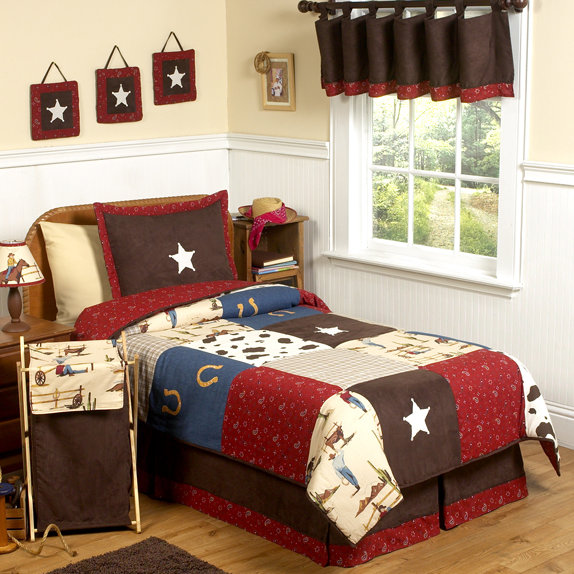 Wild West Cowboy Red Cotton Twin Bedding Set