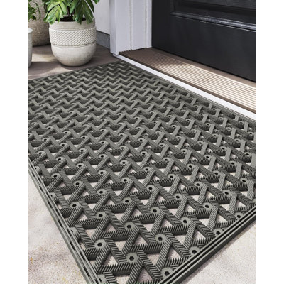"24”x36” Heavy Duty Rubber Doormat - Waterproof, Non-Slip, Low Profile Dirt Trapper for Patio & Entryway"