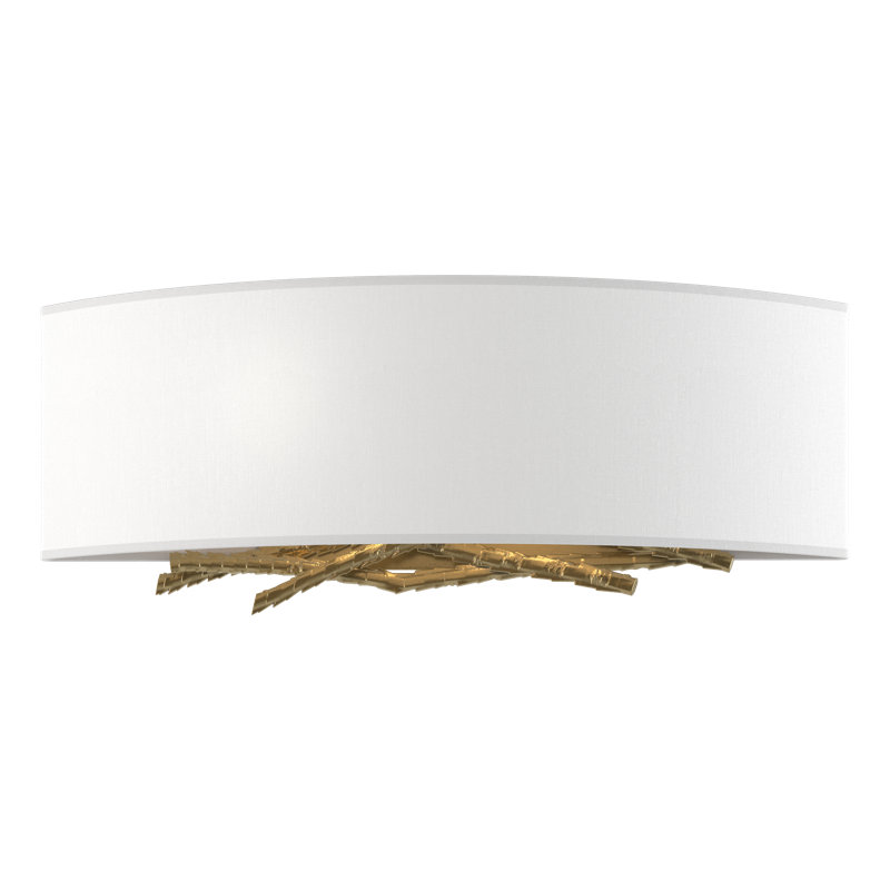 Brindille 2 - Light Flush Mounted Sconce, Natural Anna Shade, Modern Brass