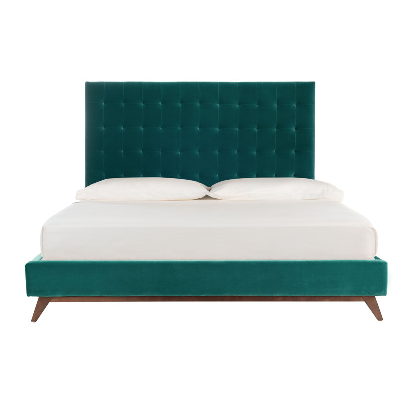 Bunny Upholstered Panel Bed, Dark Green, Queen