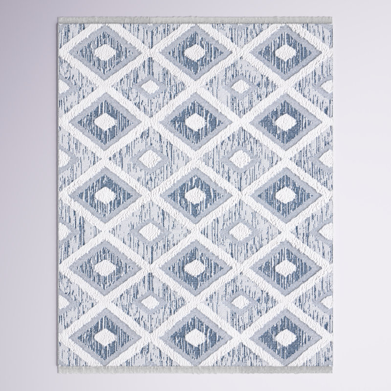 Caleb Geometric Area Rug in Navy / Ivory, Rectangle 8' x 10'