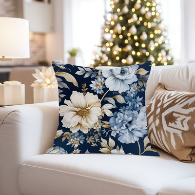 Floral Blue Floral Pattern Flowers Pillow Cover