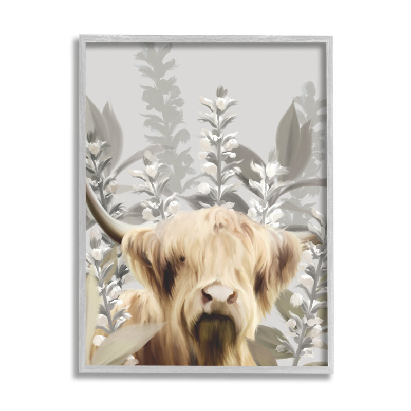 «Longhorn Portrait Shaggy Bovins», H 20 po x l 16 po, Estampe numérique Farmhouse