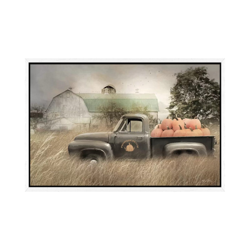 Happy Harvest Truck by Lori Deiter - Print on Canvas, 45.72cm H x 66.04cm W x 3.81cm D, White Framed