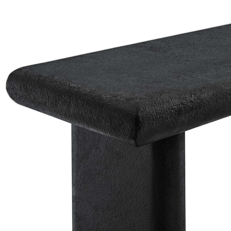 Black Wood and Concrete Console Table with Storage