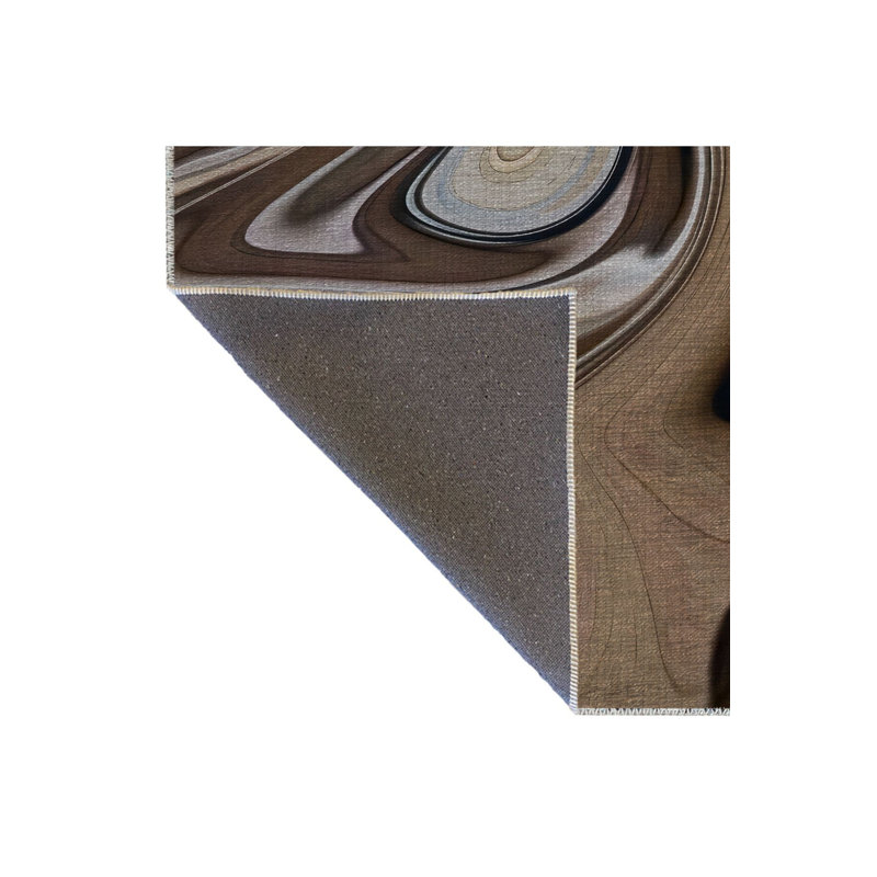 Tapis beige lavable à la machine à motif abstrait multicolore, Rectangle 3 pi 3 po x 4 pi 11 po
