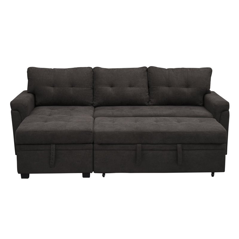 Reversible Modular L Shaped Couch, Velvet Sleeper Sectional Sofa Bed with Storage Chaise, Pull Out Convertible Sofa