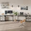 Bureaux de bureau à la maison gris clair 55 po avec 2 tiroirs de rangement, bureaux d'ordinateur réversibles avec plateau pour clavier et tablette ouverte Labelle-101460814