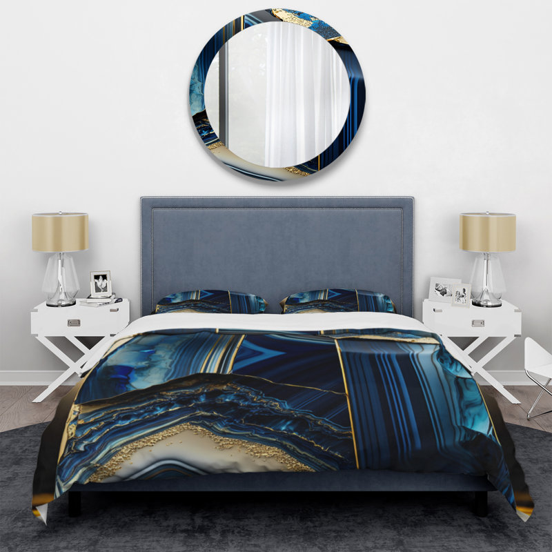 Ensemble de housse de couette en microfibre / polyester Abstract Geode, Housse de couette simple + 1 taie décorative stan