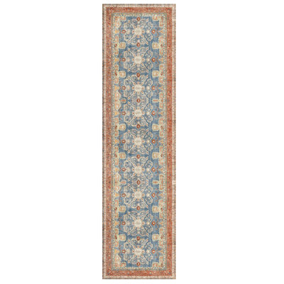 Brown Blue Moroccan Polyester Soft Touch Machine Woven Decorative Area Rug