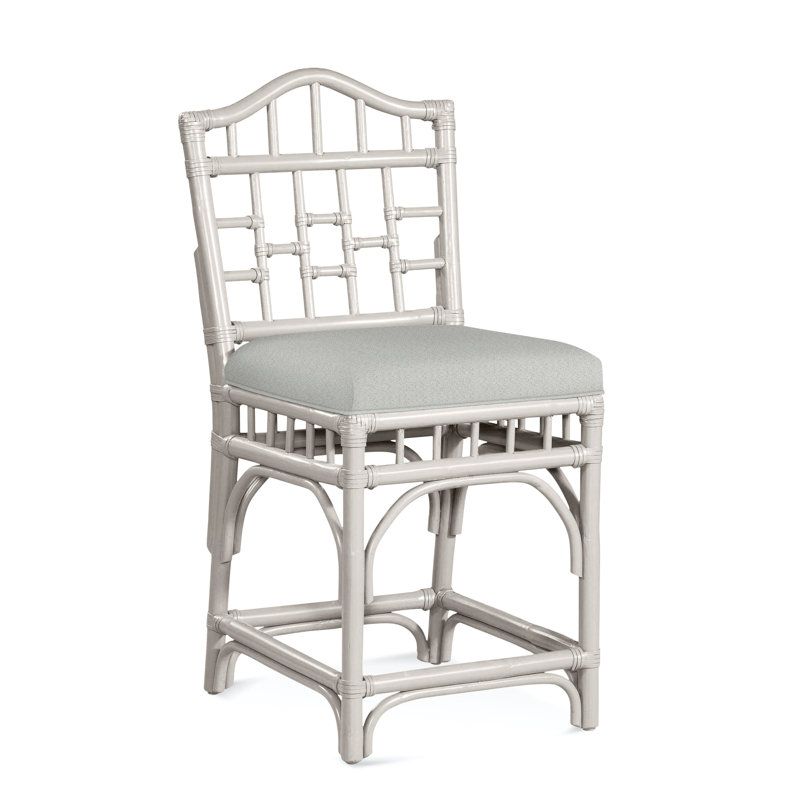 Chippendale Upholstered Stool, Antique Frost White, Basic Blue; 0317-63