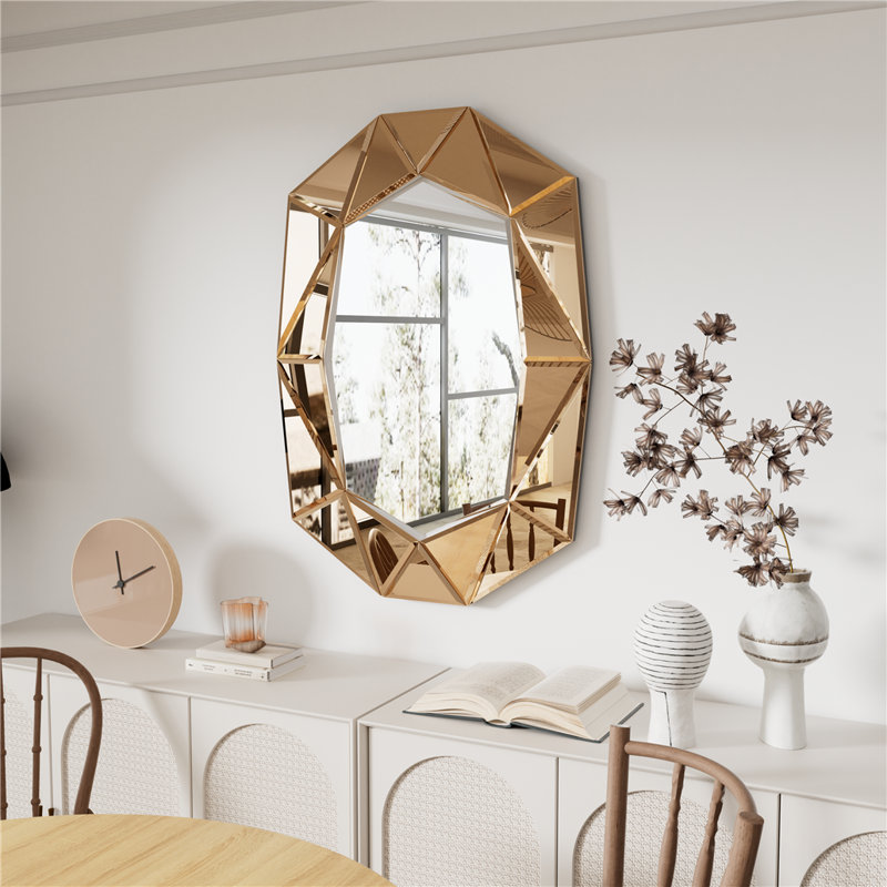 Briahna Glass Oval Wall Mirror, Brown