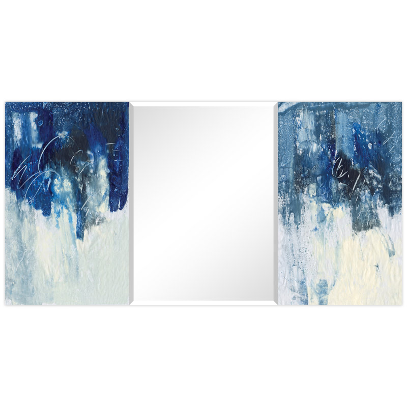 Miroir mural Vanburen, Bleu / blanc