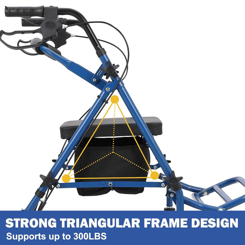 Adjustable Height Handlebar Transport Wheelchair with Folding Footrest